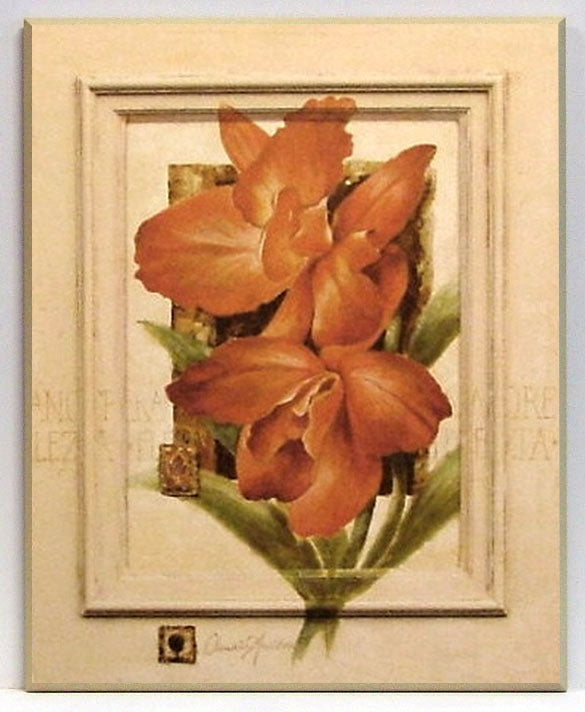 Obraz - Pomarańczowe kwiaty w namalowanej ramce - reprodukcja na płycie CA2315 41x51 cm - Obrazy Reprodukcje Ramy | ergopaul.pl