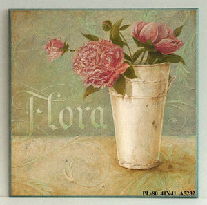 Obraz - Kwiaty w wydaniu vintage w wazonie, peonie - reprodukcja na płycie A5232 41x41 cm - Obrazy Reprodukcje Ramy | ergopaul.pl