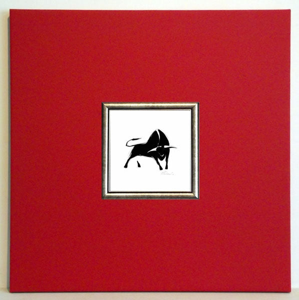 Obraz Czarny graficzny byk 50x50 w drewnianej ramie - ErgoPaul