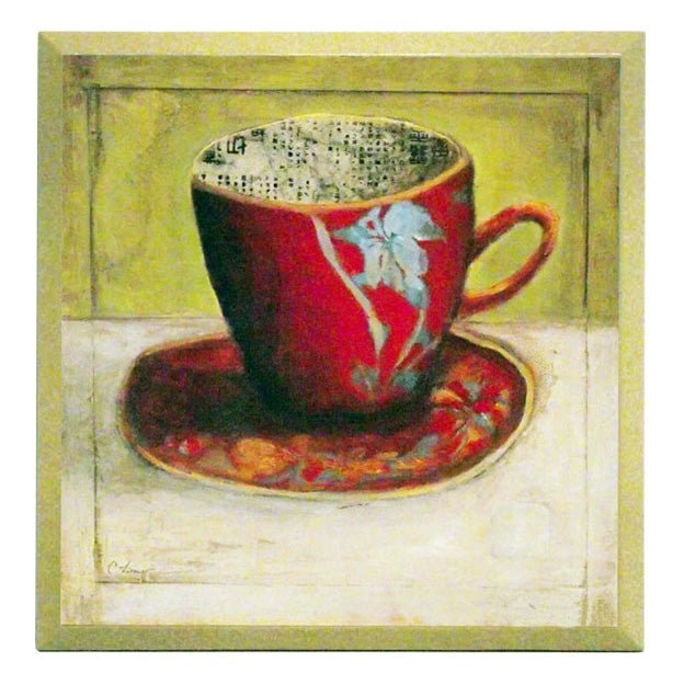 Obraz - Azjatycka ceramika, czerwony kubek - reprodukcja D2938 ana płycie 19x19 cm. - Obrazy Reprodukcje Ramy | ergopaul.pl