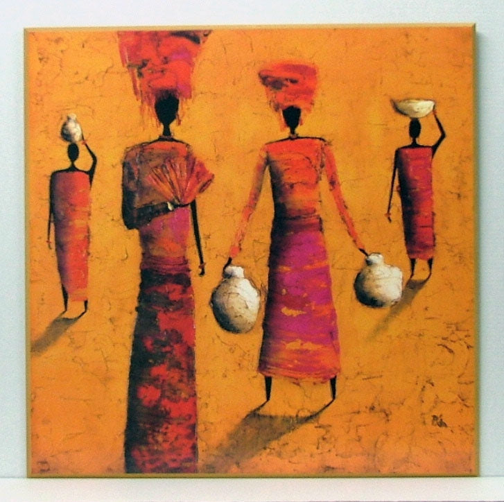Obraz - Afrykanki z naczyniami, kobiety z dzbanami - reprodukcja na płycie A4169 70x70 cm - Obrazy Reprodukcje Ramy | ergopaul.pl