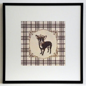 Obraz - Królewskie psy, chihuahua na tle szkockiej kraty - reprodukcja w ramie A8619 50x50 cm - Obrazy Reprodukcje Ramy | ergopaul.pl