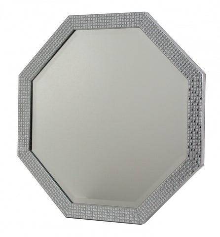Lustro kryształowe ośmiokątne fazowane 50x50 cm, w ramie drewnianej mozaikowej srebrnej Octa-50/F/32.675 - Obrazy Reprodukcje Ramy | ergopaul.pl