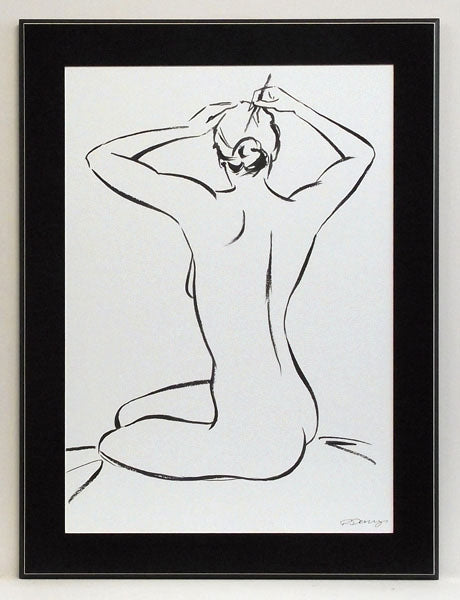 Obraz - czarno - biały akt kobiety siedzącej tyłem - reprodukcja na płycie PDE1004 60x80 cm - Obrazy Reprodukcje Ramy | ergopaul.pl