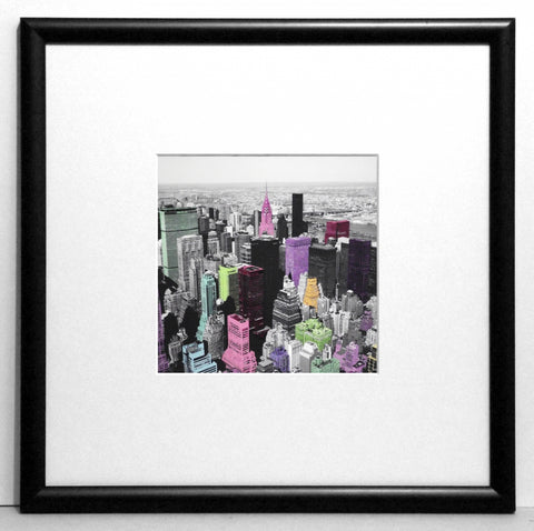 Obraz - N.Y. kolorowy Manhattan - reprodukcja w ramie z passe-partout IGP3399 30x30 cm - Obrazy Reprodukcje Ramy | ergopaul.pl