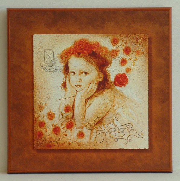 Obraz - W kwiatach, dziewczynka z różą - reprodukcja na płycie JO2291 31x31 cm - Obrazy Reprodukcje Ramy | ergopaul.pl