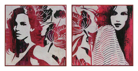 Zestaw dwóch obrazów - Dziewczyna i kwiaty, graffiti - reprodukcje na płytach A7562 i A7563 51x51 cm - Obrazy Reprodukcje Ramy | ergopaul.pl