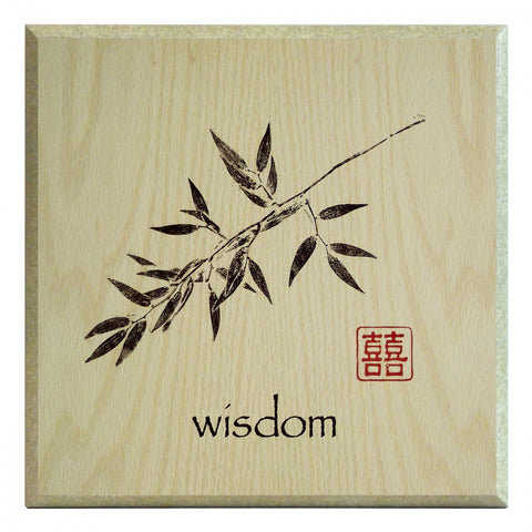 Obraz - Szkic liścia z hasłem 'Wisdom', życiowa mądrość - reprodukcja A3807EX na płycie 25x25 cm - Obrazy Reprodukcje Ramy | ergopaul.pl