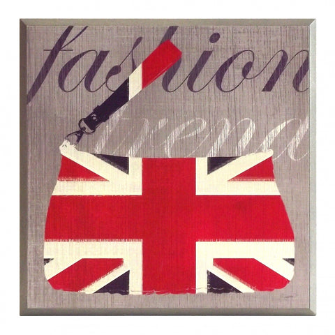Obraz - Brytyjska moda, torba z flagą Wielkiej Brytanii - reprodukcja na płycie A8599 31x31 cm - Obrazy Reprodukcje Ramy | ergopaul.pl