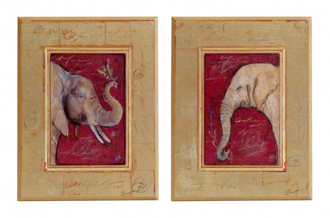 Zestaw dwóch obrazów - Portrety słoni - reprodukcje na płytach A1416, A1417 32x41 cm - Obrazy Reprodukcje Ramy | ergopaul.pl