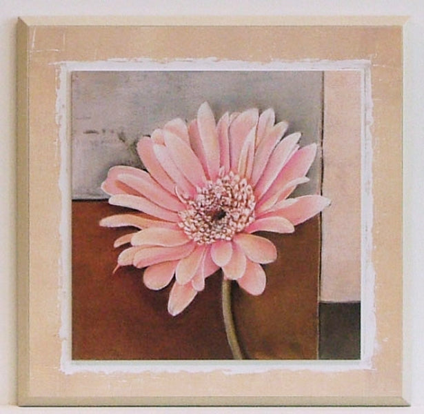 Obraz - Kwiat na geometrycznym tle, gerbera - reprodukcja na płycie TR1110 31x31 cm - Obrazy Reprodukcje Ramy | ergopaul.pl