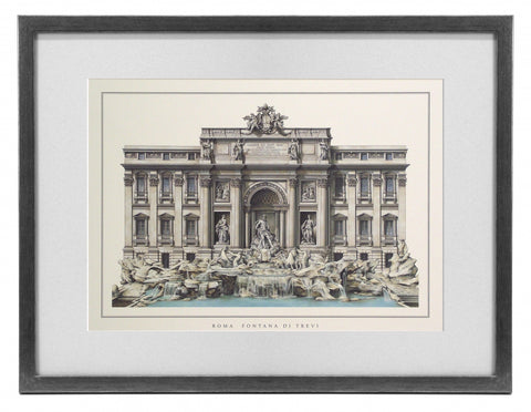 Obraz - Włoska Architektura-Fontanna di Trevi-Rzym - reprodukcja AP014 w ramie z passe-partout 50x37 cm. - Obrazy Reprodukcje Ramy | ergopaul.pl