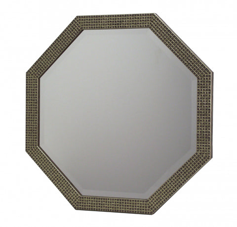Lustro kryształowe ośmiokątne fazowane 50x50 cm, w ramie drewnianej mozaikowej złotej Octa-50/F/32.726 - Obrazy Reprodukcje Ramy | ergopaul.pl