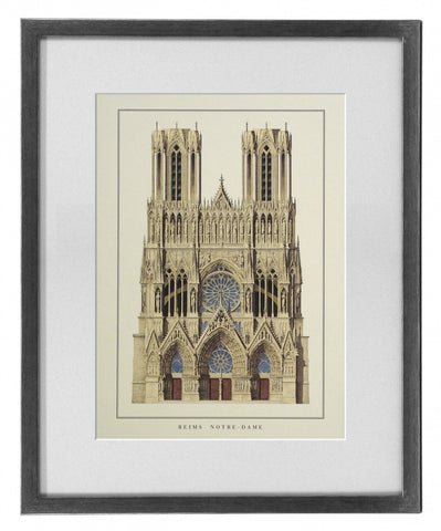 Obraz - Francuska Architektura, Reims Notre-Dame - reprodukcja AP019 w ramie z passe-partout 37X50 cm. - Obrazy Reprodukcje Ramy | ergopaul.pl