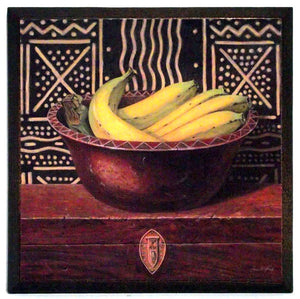 Obraz - Miska z owocami, banany - reprodukcja D1401 na płycie 19x19 cm. - Obrazy Reprodukcje Ramy | ergopaul.pl