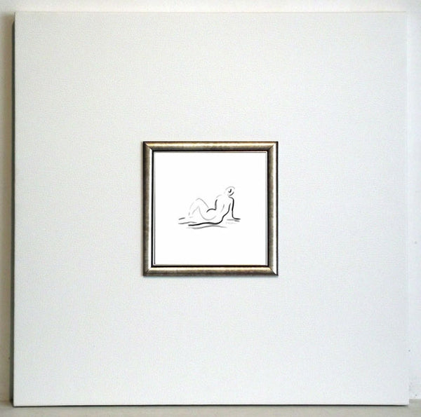 Obraz - Graficzny akt kobiety piórkiem - reprodukcja w ramie IGP2940 50x50 cm - Obrazy Reprodukcje Ramy | ergopaul.pl
