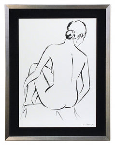 Obraz - czarno - biały akt kobiety siedzącej tyłem - reprodukcja w ramie PDE1001 60x80 cm. - Obrazy Reprodukcje Ramy | ergopaul.pl