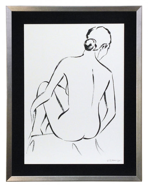 Obraz - czarno - biały akt kobiety siedzącej tyłem - reprodukcja w ramie PDE1001 60x80 cm. - Obrazy Reprodukcje Ramy | ergopaul.pl