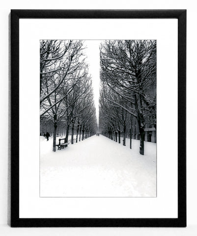 Obraz - Paryż, Park Tuileries, pejzaż zimowy, czarno-biała fotografia - reprodukcja 3MS3287-40 oprawiona w ramę 40x50 cm - Obrazy Reprodukcje Ramy | ergopaul.pl