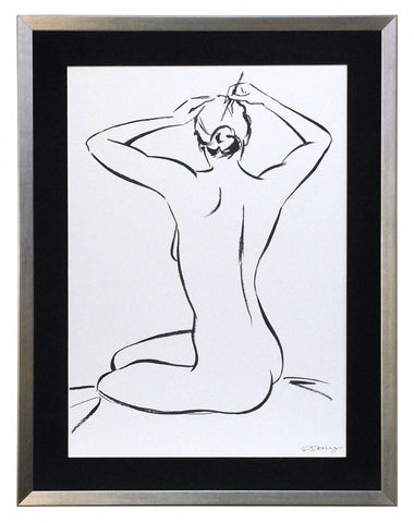Obraz - czarno - biały akt kobiety siedzącej tyłem - reprodukcja w ramie PDE1004 60x80 cm. - Obrazy Reprodukcje Ramy | ergopaul.pl