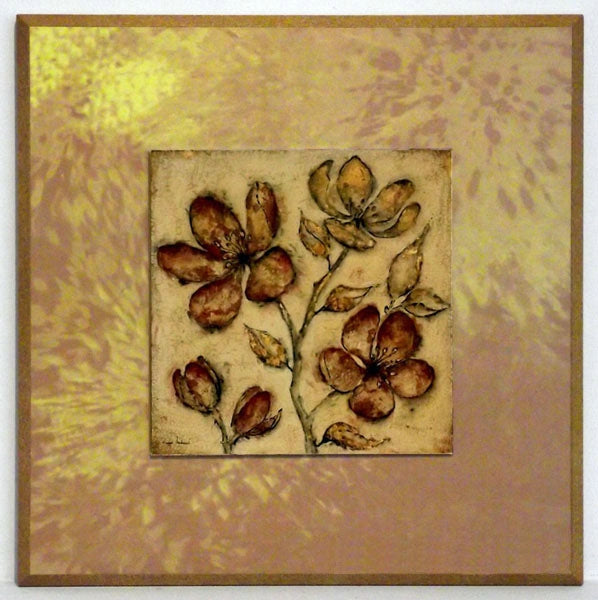 Obraz - Kwiaty jabłoni w złocie - reprodukcja na płycie 125-D3079EX 32x32 cm - Obrazy Reprodukcje Ramy | ergopaul.pl