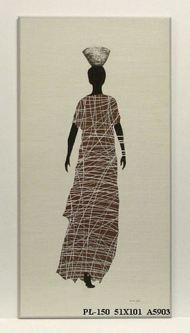 Obraz - Ciemnoskóra kobieta w oryginalnej sukni z dzbanem na głowie - Decograph A5903 51x101 cm - Obrazy Reprodukcje Ramy | ergopaul.pl