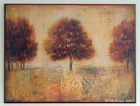 Obraz - Pejzaż z drzewami w czerwieniach i brązach - reprodukcja na płycie A3675 81x61 cm - Obrazy Reprodukcje Ramy | ergopaul.pl