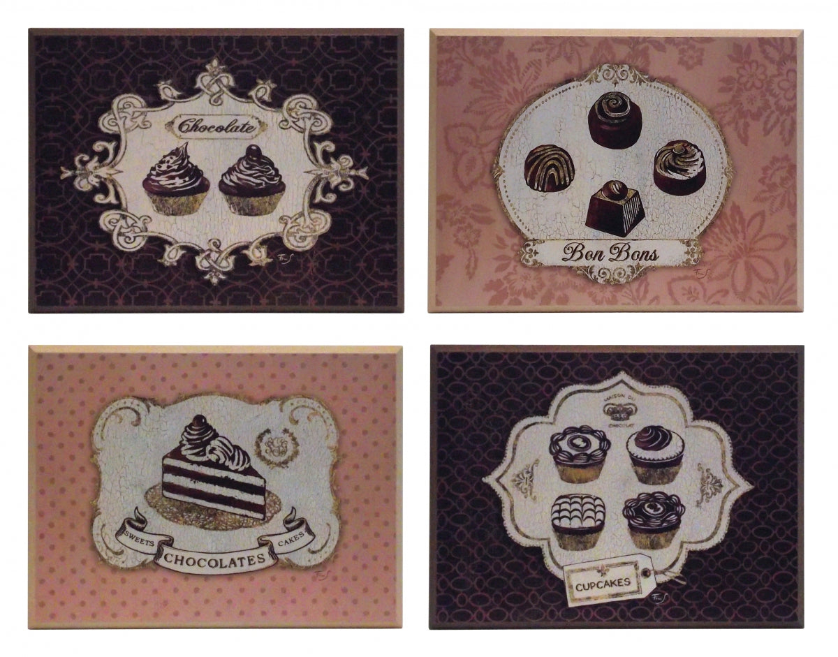 Zestaw czterech obrazów - Z czekolady - reprodukcje na płytach A9333, A9334, A9335, A9336 41x31 cm - Obrazy Reprodukcje Ramy | ergopaul.pl