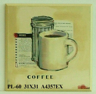 Obraz - Rysunkowy kubek z kawą - reprodukcja na płycie A4357EX 31x31 cm - Obrazy Reprodukcje Ramy | ergopaul.pl