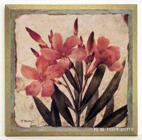 Obraz - Natura w stylu vintage, Oleander, kwiat - reprodukcja D1719 na płycie 19x19 cm. - Obrazy Reprodukcje Ramy | ergopaul.pl