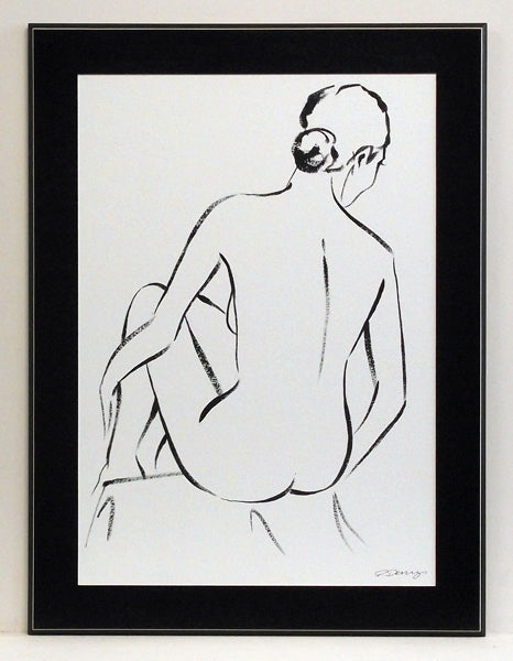 Obraz - czarno - biały akt kobiety siedzącej tyłem - reprodukcja na płycie PDE1001 60x80 cm - Obrazy Reprodukcje Ramy | ergopaul.pl