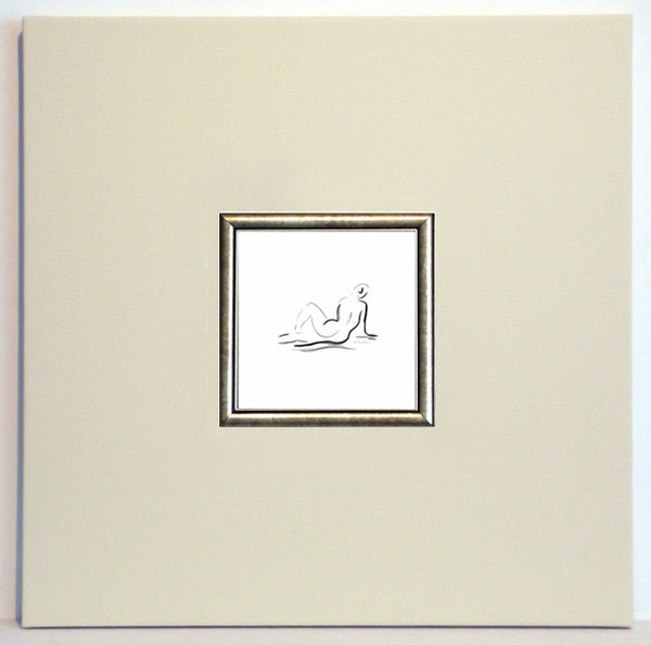 Obraz - Graficzny akt kobiety piórkiem - reprodukcja w ramie IGP2940 50x50 cm - Obrazy Reprodukcje Ramy | ergopaul.pl
