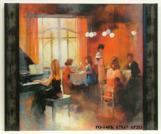 Obraz - Lokal z muzyką na żywo, kolacja przy fortepianie - reprodukcja w półramie AP253 67x67 cm - Obrazy Reprodukcje Ramy | ergopaul.pl