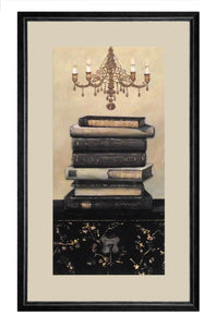 Obraz - Stare książki na zdobionej komodzie I - reprodukcja AB0790 w ramie 35x60 cm