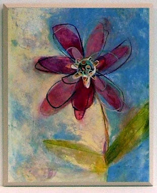 Obraz - Kwiatek na niebieski tle - reprodukcja na płycie A5619 25x31 cm - Obrazy Reprodukcje Ramy | ergopaul.pl