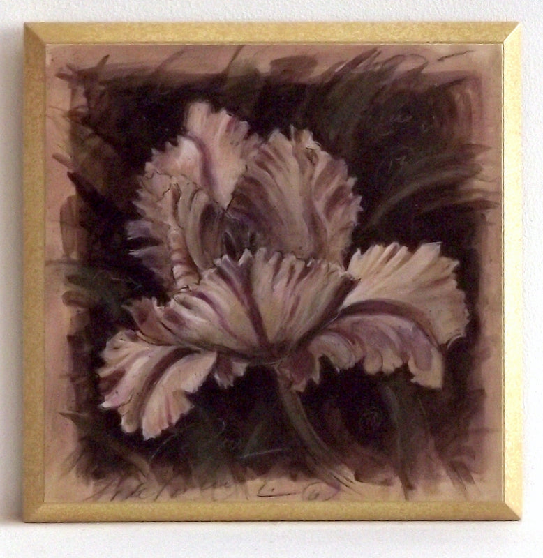 Obraz - Kwiaty pędzlem, tulipan papuzi - reprodukcja na płycie D1918 19x19 cm - Obrazy Reprodukcje Ramy | ergopaul.pl
