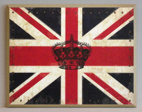 Szyld z koroną na tle brytyjskiej flagi - Decograph AB7412 31x25 cm. - Obrazy Reprodukcje Ramy | ergopaul.pl