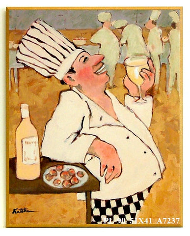 Obraz - Szalony kucharz z kieliszkiem - reprodukcja na płycie A7327 41x51 cm - Obrazy Reprodukcje Ramy | ergopaul.pl