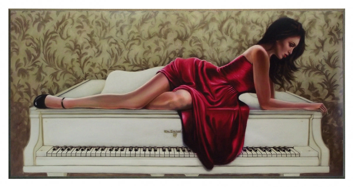 Obraz - Leżąca kobieta na fortepianie - reprodukcja na płycie 2JJ1223 101x51 cm - Obrazy Reprodukcje Ramy | ergopaul.pl