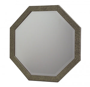 Lustro kryształowe ośmiokątne fazowane 40x40 cm, w ramie drewnianej mozaikowej złotej Octa-40/F/32.726 - Obrazy Reprodukcje Ramy | ergopaul.pl