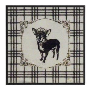 Obraz - Królewskie psy, chihuahua na tle szkockiej kraty - reprodukcja A8619 na płycie 31X31 cm. - Obrazy Reprodukcje Ramy | ergopaul.pl