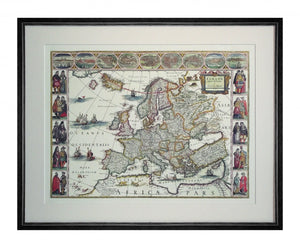 Obraz - Mapa Europy z 1617 roku - reprodukcja A7 oprawiona w ramę 71x56 cm. - Obrazy Reprodukcje Ramy | ergopaul.pl