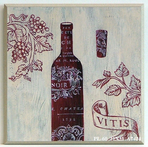 Obraz - Wzorzysta kuchnia, butelka wina - reprodukcja na płycie A7424 31x31 - Obrazy Reprodukcje Ramy | ergopaul.pl