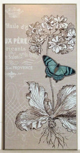 Obraz - Turkusowy motyl na szkicu botanicznym - reprodukcja na płycie AB3970 41x81 cm - Obrazy Reprodukcje Ramy | ergopaul.pl
