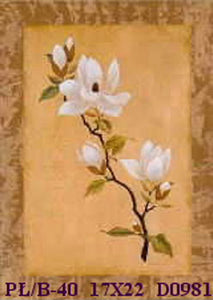 Obraz - Biały kwiat na beżowym tle, magnolia - reprodukcja na płycie D0981 17x22 cm - Obrazy Reprodukcje Ramy | ergopaul.pl