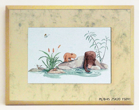 Obraz - Rodzina misiów, mały miś z tatą - reprodukcja w ramie 15891 25x20 cm - Obrazy Reprodukcje Ramy | ergopaul.pl