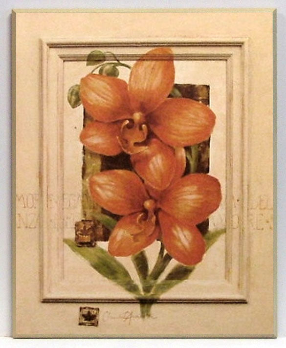 Obraz - Pomarańczowe kwiaty w namalowanej ramce - reprodukcja na płycie CA2316 41x51 cm - Obrazy Reprodukcje Ramy | ergopaul.pl