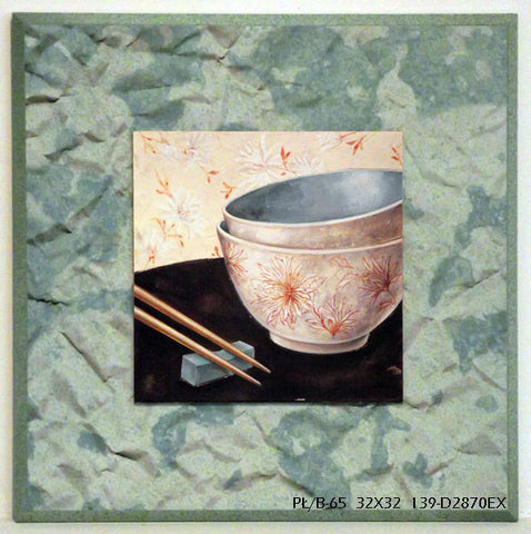 Obraz - Japońskie naczynia, miseczki z pałeczkami - reprodukcja D2870EX na płycie 32x32 cm. - Obrazy Reprodukcje Ramy | ergopaul.pl