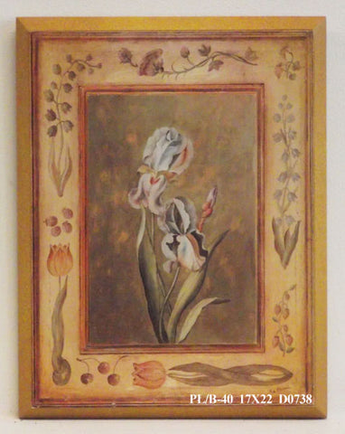 Obraz - W kwiatowej ramce, Irysy - reprodukcja na płycie D0738 17x22 cm - Obrazy Reprodukcje Ramy | ergopaul.pl