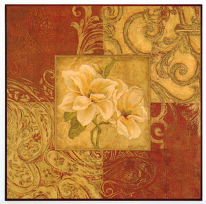 Obraz - Kwiat magnolii, kompozycja z ornamentami - reprodukcja na płycie A5335 71x71 cm - Obrazy Reprodukcje Ramy | ergopaul.pl